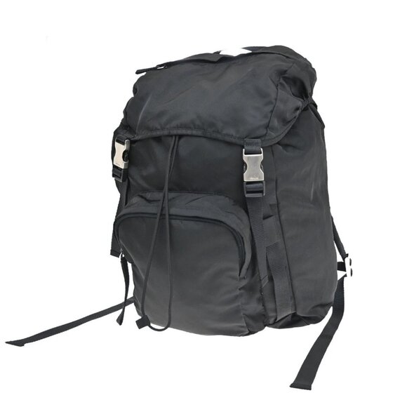 PRADA Logo Tessuto Backpack Bag Nylon Black Nero SHW Italy - Picture 1 of 15